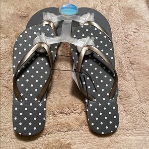 Polka Dot Women's Sandals - Gray and Gold